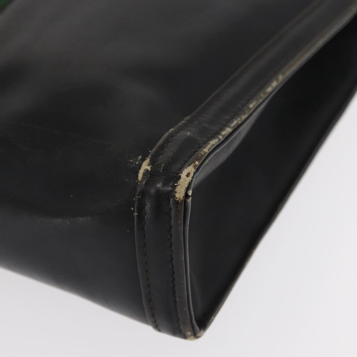 GUCCI Web Sherry Line Clutch Bag Leather Black Gold Auth ka622