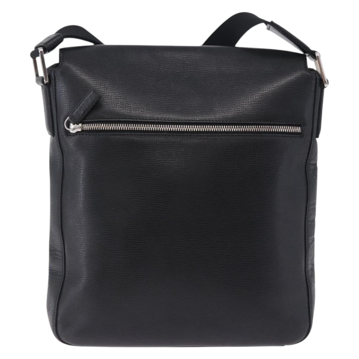 LOEWE Shoulder Bag Leather Black Silver Auth ka6220