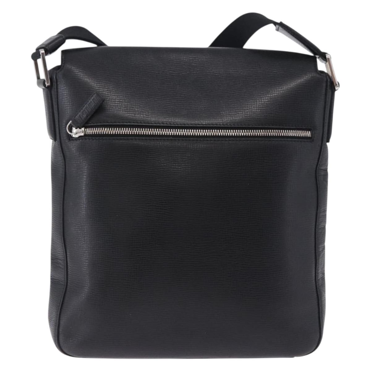 LOEWE Shoulder Bag Leather Black Silver Auth ka6220
