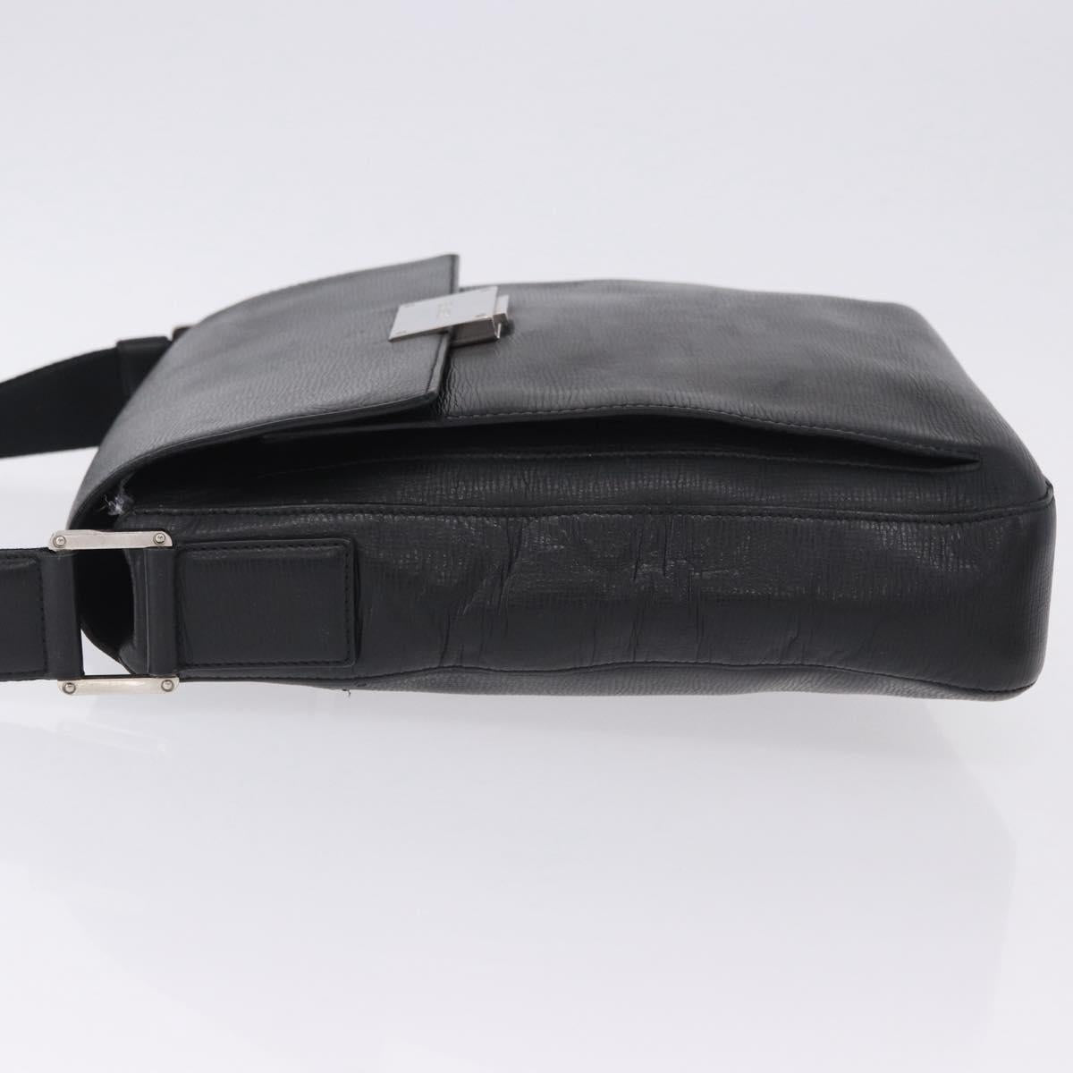 LOEWE Shoulder Bag Leather Black Silver Auth ka6220