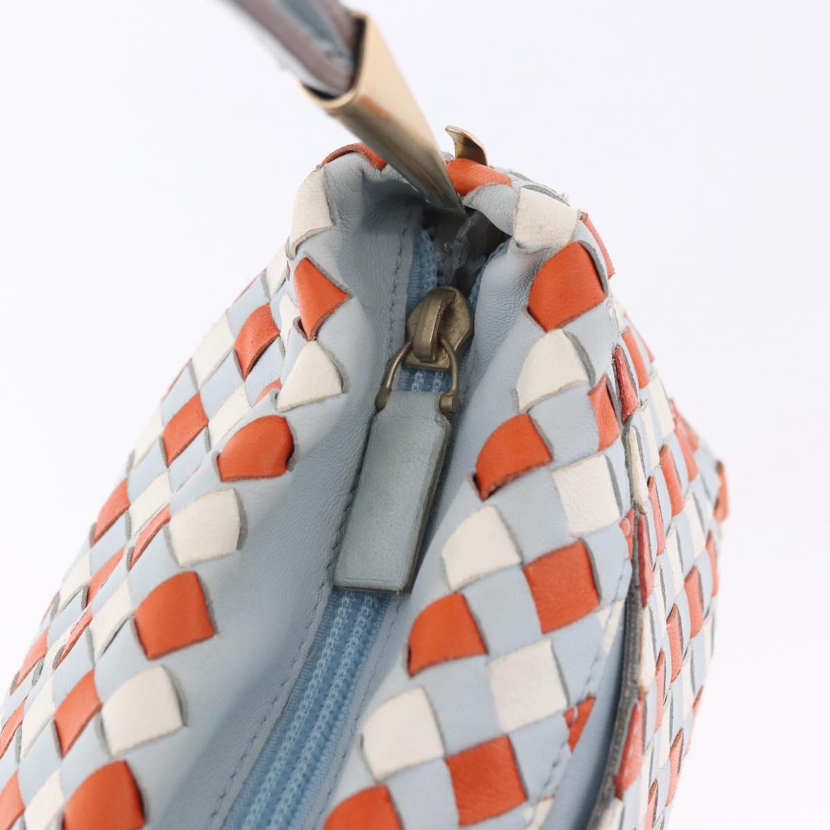 BOTTEGA VENETA INTRECCIATO Shoulder Bag Leather Orange Gold Tone Auth ka6221V