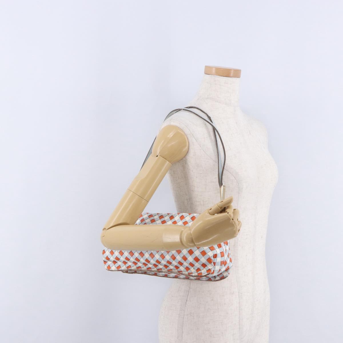 BOTTEGA VENETA INTRECCIATO Shoulder Bag Leather Orange Gold Tone Auth ka6221V