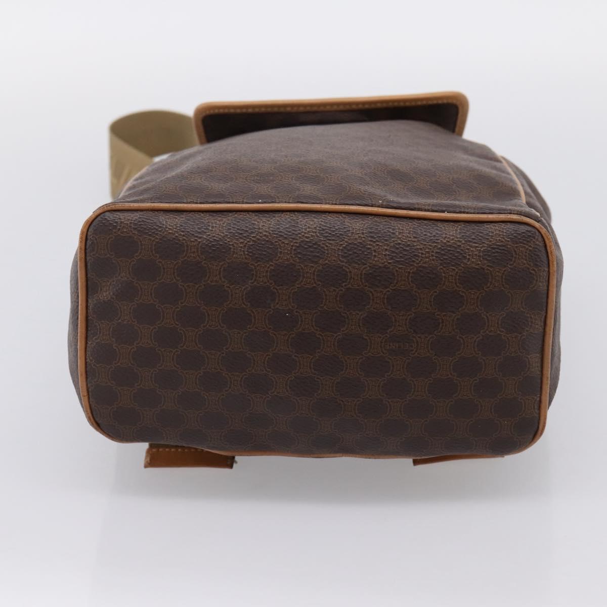 CELINE Macadam Backpack PVC Leather Brown Gold Tone Auth ka6222