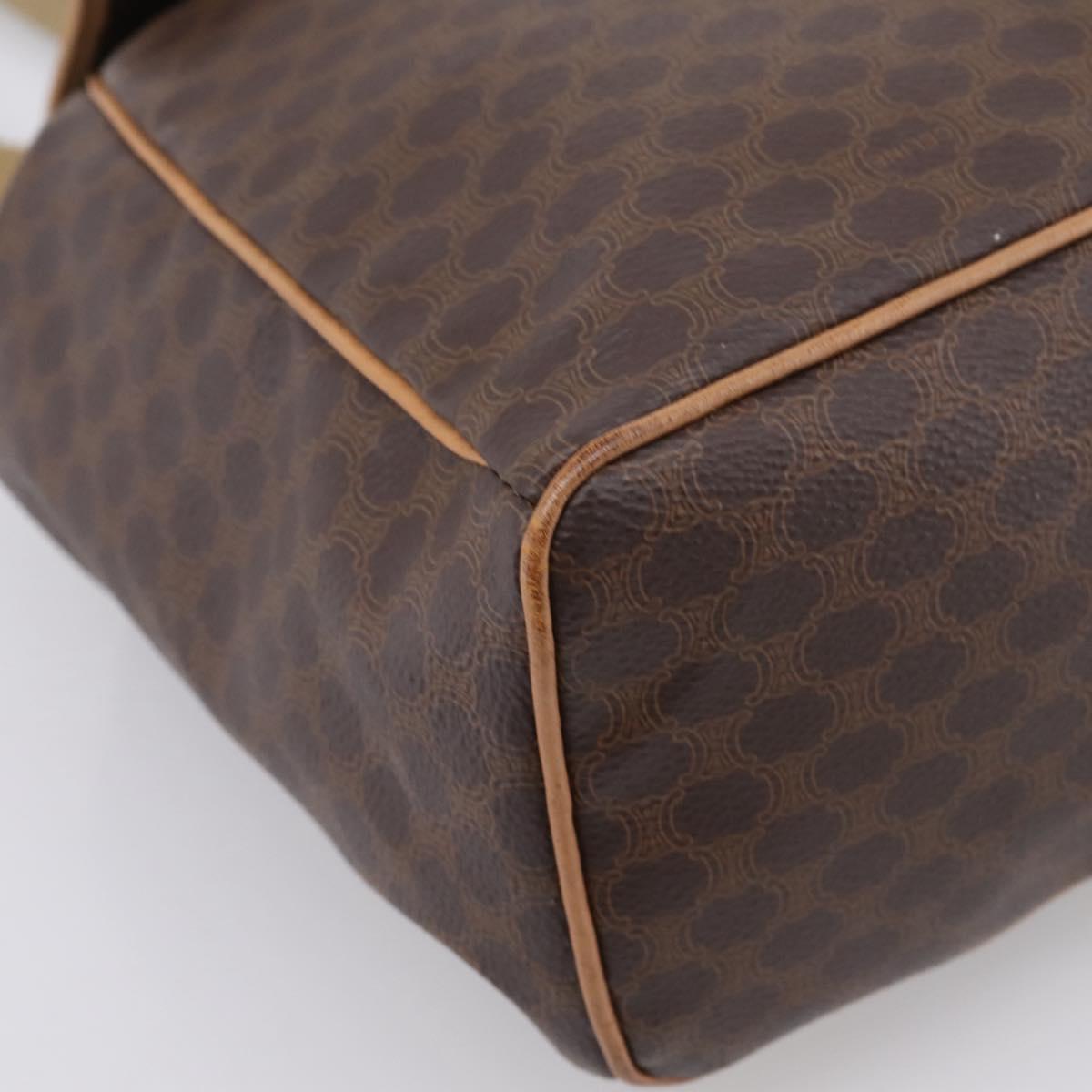 CELINE Macadam Backpack PVC Leather Brown Gold Tone Auth ka6222