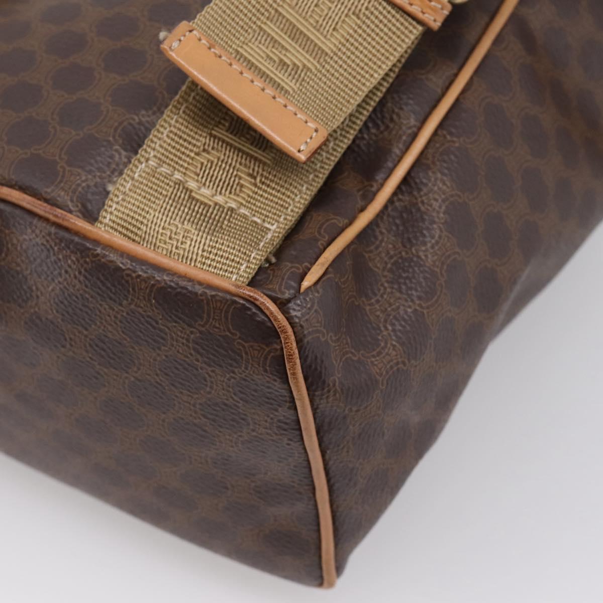 CELINE Macadam Backpack PVC Leather Brown Gold Tone Auth ka6222