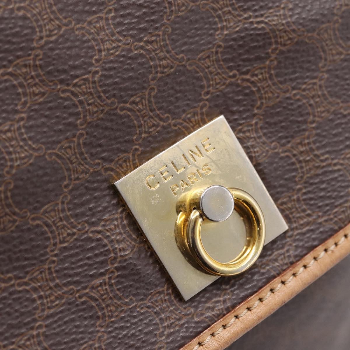 CELINE Macadam Backpack PVC Leather Brown Gold Tone Auth ka6222