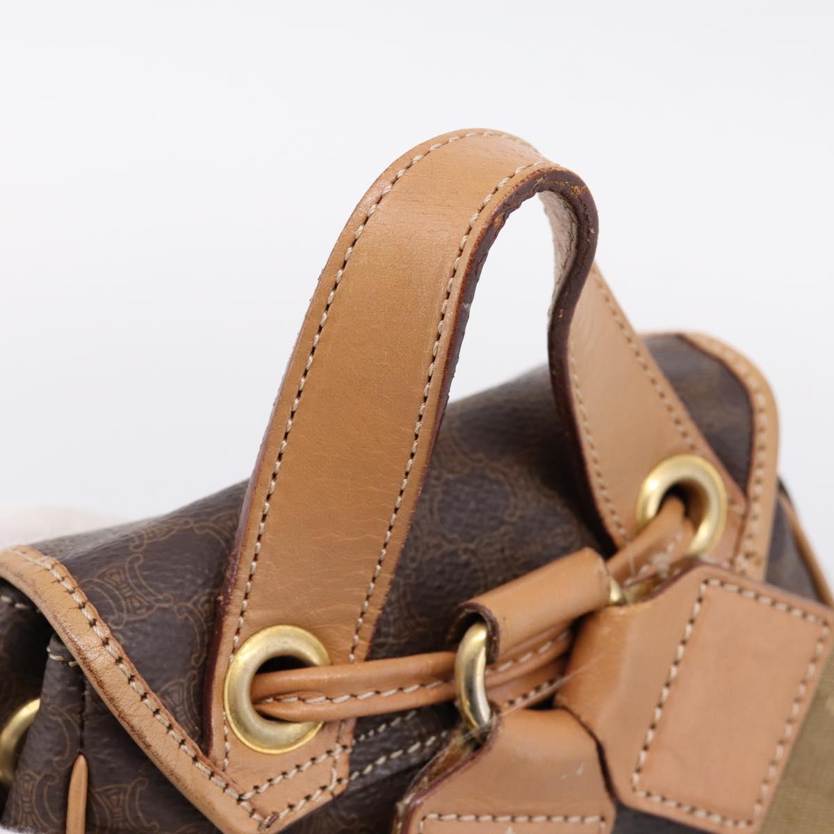 CELINE Macadam Backpack PVC Leather Brown Gold Tone Auth ka6222