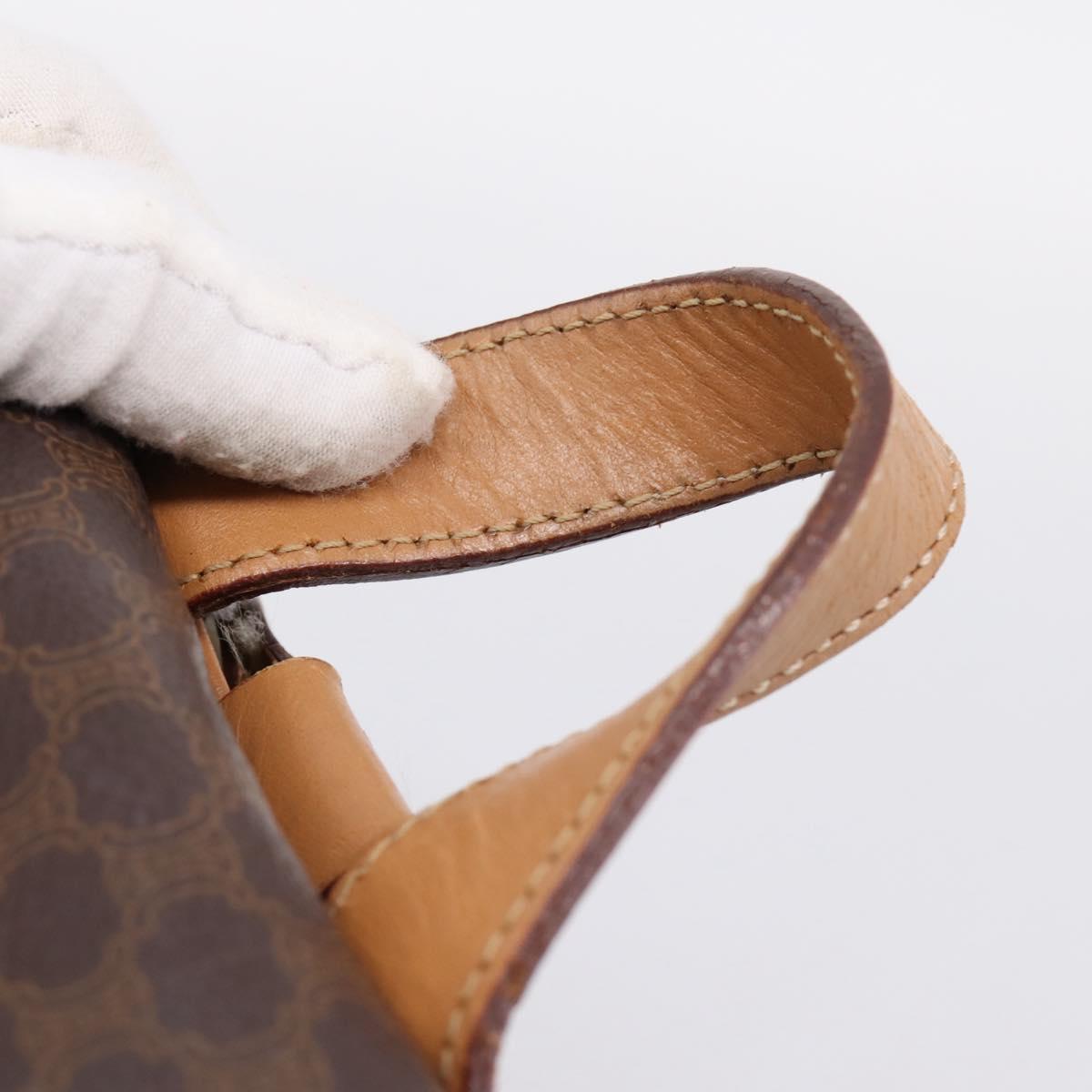CELINE Macadam Backpack PVC Leather Brown Gold Tone Auth ka6222