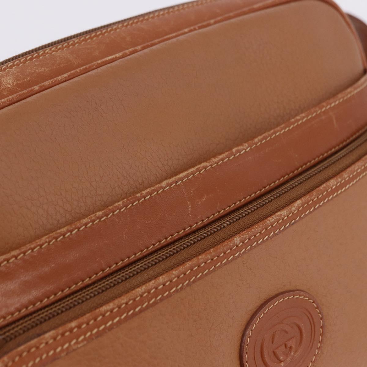 GUCCI Shoulder Bag Leather Beige Gold Tone 001 22 1053 Auth ka6226