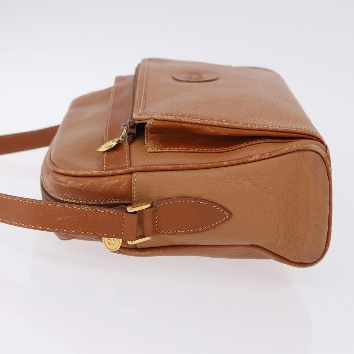 GUCCI Shoulder Bag Leather Beige Gold Tone 001 22 1053 Auth ka6226