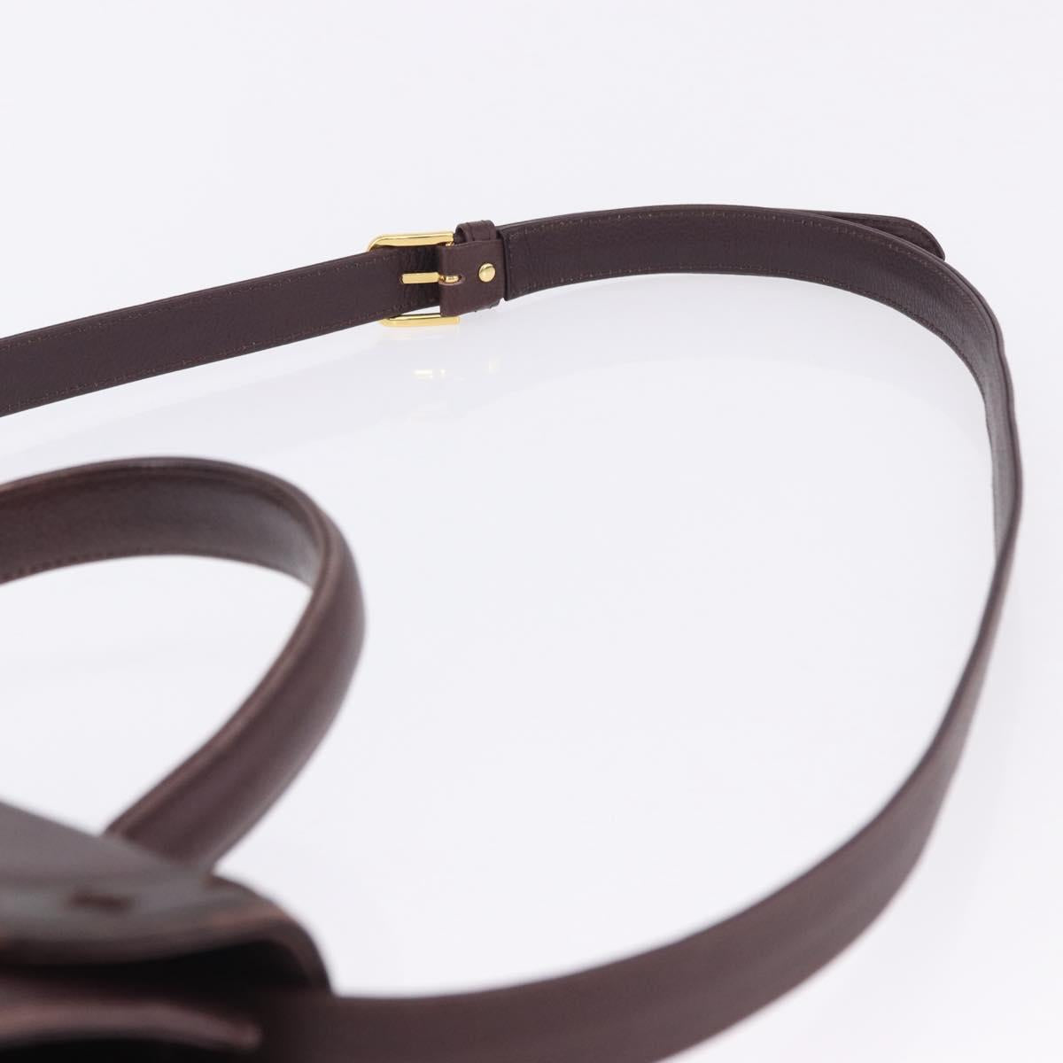 SAINT LAURENT Hand Bag Leather 2way Bordeaux Gold Tone Auth ka6227A