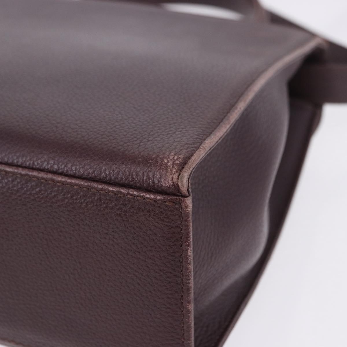 SAINT LAURENT Hand Bag Leather 2way Bordeaux Gold Tone Auth ka6227A