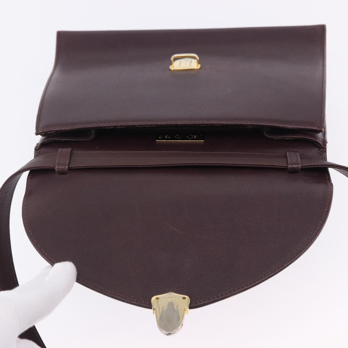 SAINT LAURENT Hand Bag Leather 2way Bordeaux Gold Tone Auth ka6227A