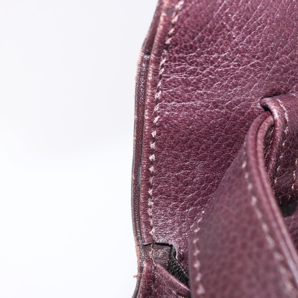SAINT LAURENT Hand Bag Leather 2way Bordeaux Gold Tone Auth ka6227A