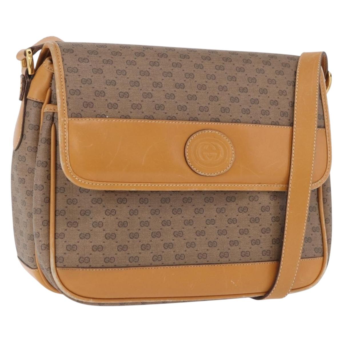 GUCCI Micro GG Shoulder Bag PVC Leather Beige Gold Tone 001 116 0925 Auth ka6232