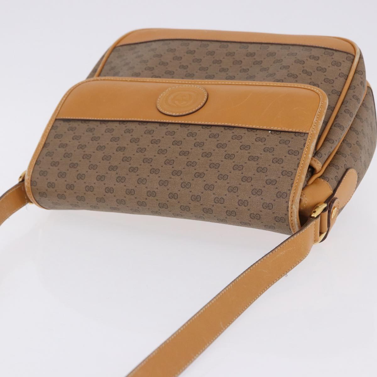 GUCCI Micro GG Shoulder Bag PVC Leather Beige Gold Tone 001 116 0925 Auth ka6232