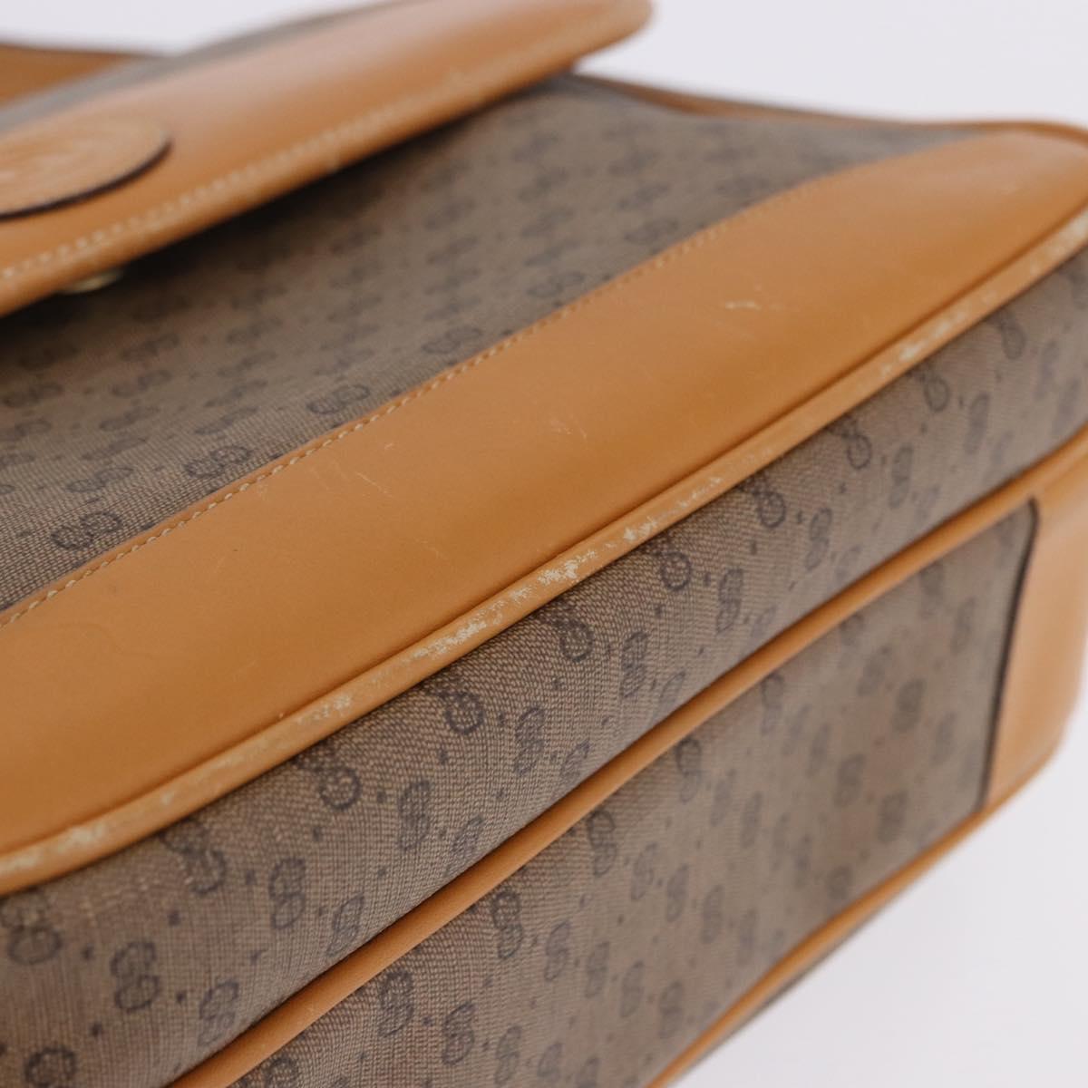 GUCCI Micro GG Shoulder Bag PVC Leather Beige Gold Tone 001 116 0925 Auth ka6232