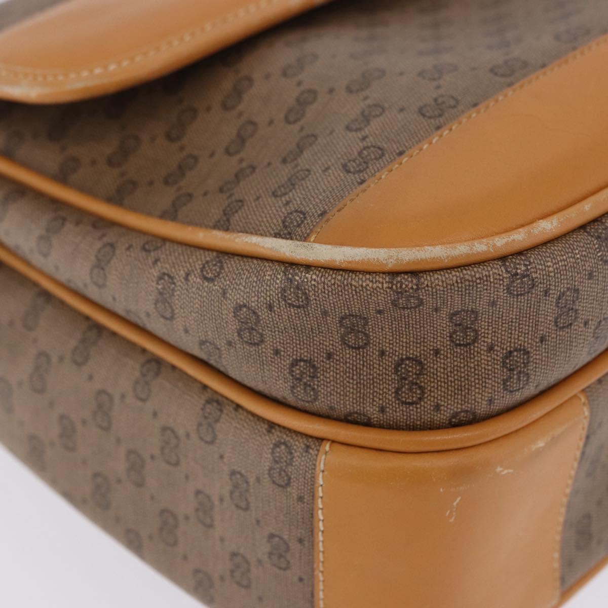 GUCCI Micro GG Shoulder Bag PVC Leather Beige Gold Tone 001 116 0925 Auth ka6232