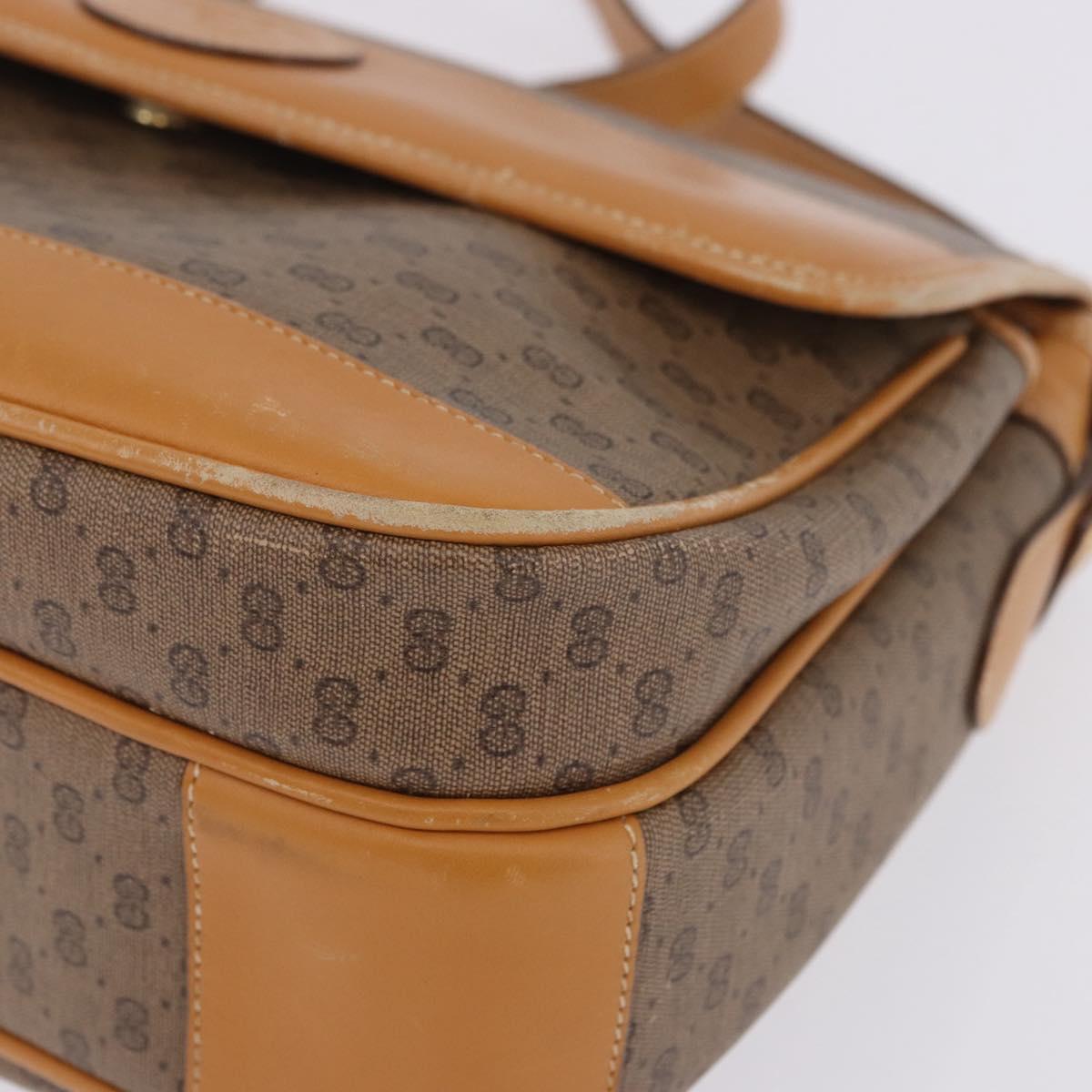 GUCCI Micro GG Shoulder Bag PVC Leather Beige Gold Tone 001 116 0925 Auth ka6232