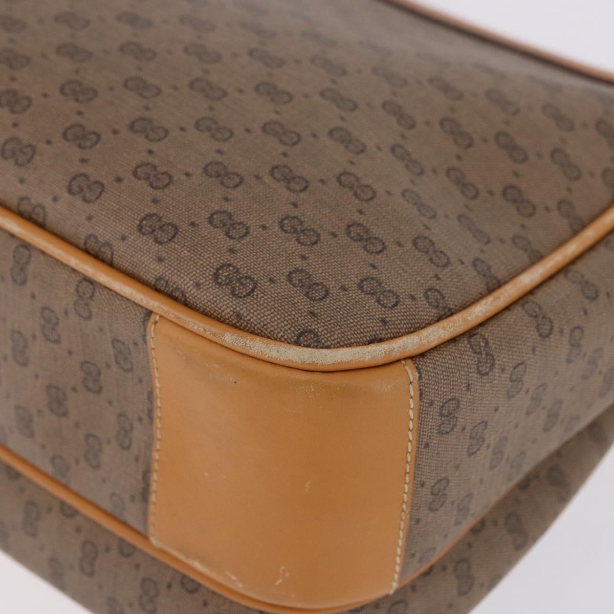 GUCCI Micro GG Shoulder Bag PVC Leather Beige Gold Tone 001 116 0925 Auth ka6232