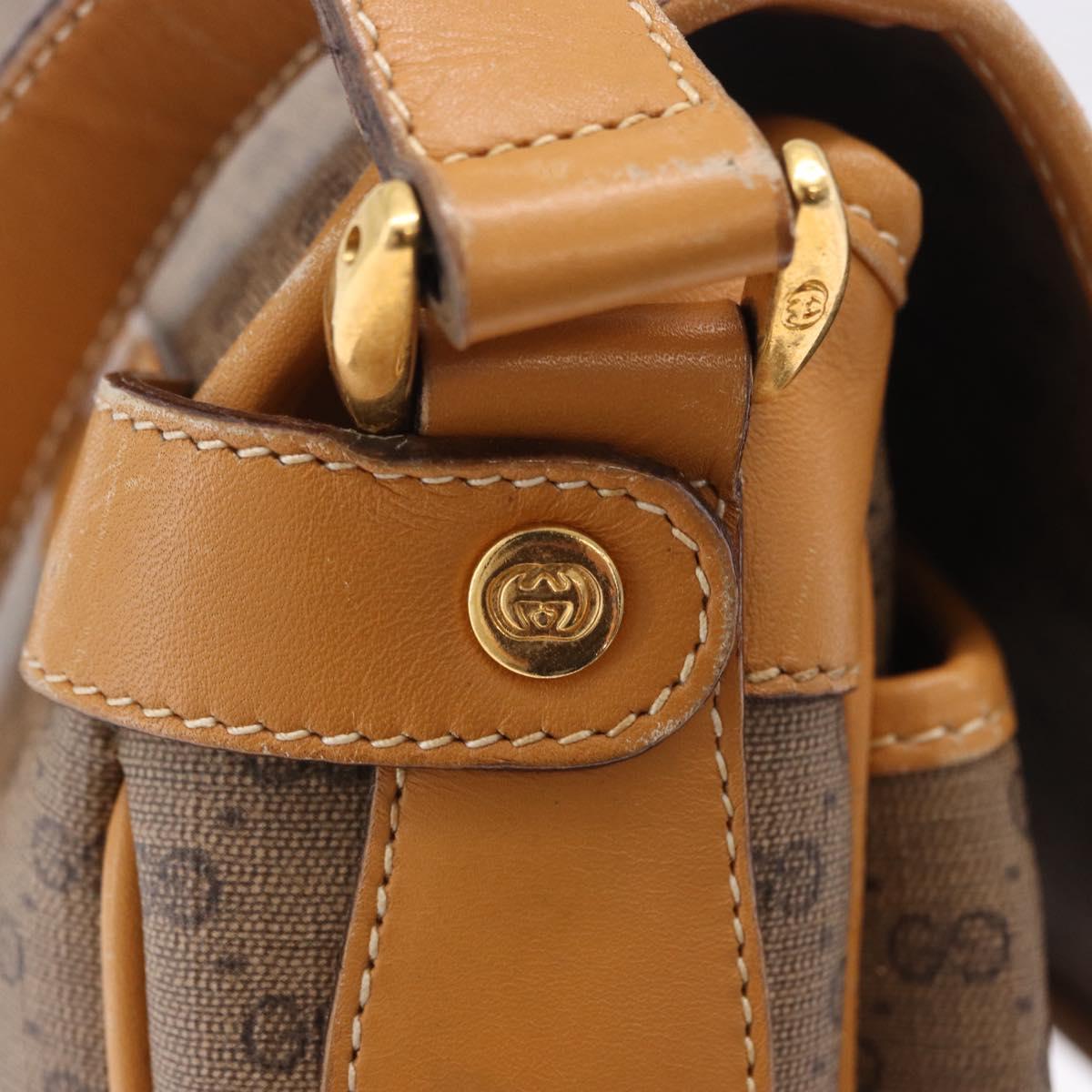 GUCCI Micro GG Shoulder Bag PVC Leather Beige Gold Tone 001 116 0925 Auth ka6232