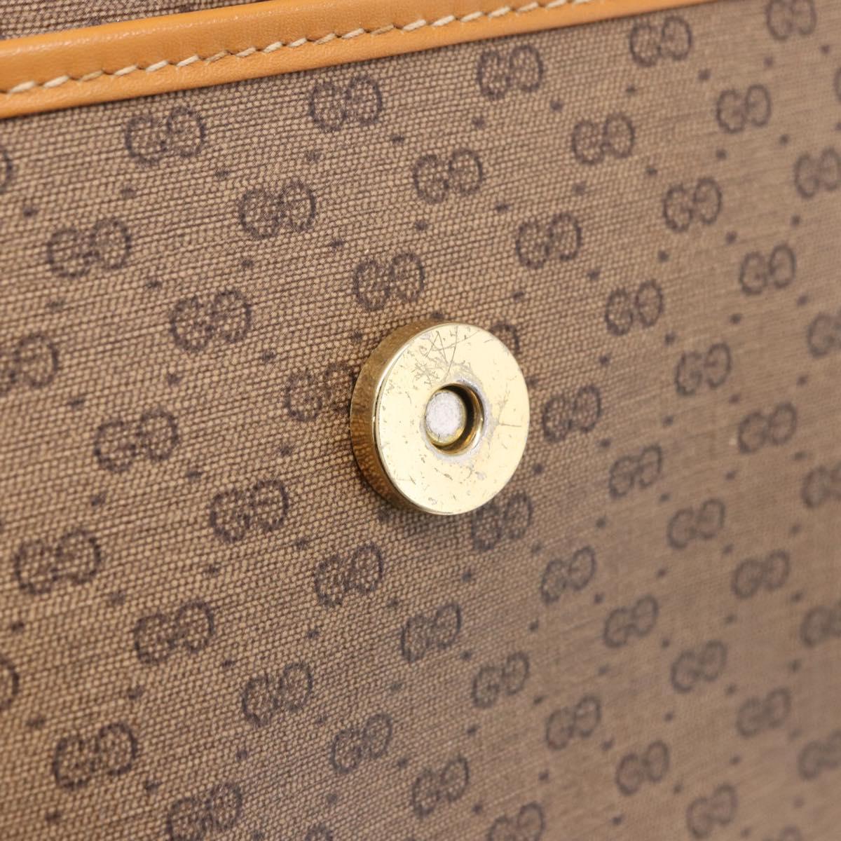 GUCCI Micro GG Shoulder Bag PVC Leather Beige Gold Tone 001 116 0925 Auth ka6232