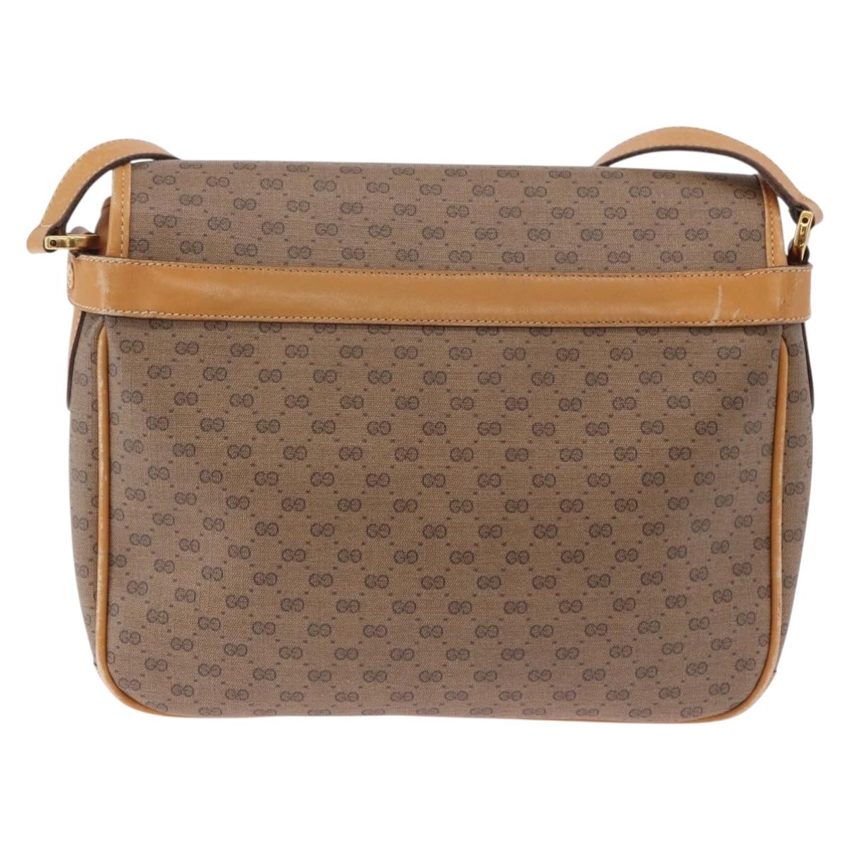 GUCCI Micro GG Shoulder Bag PVC Leather Beige Gold Tone 001 116 0925 Auth ka6232