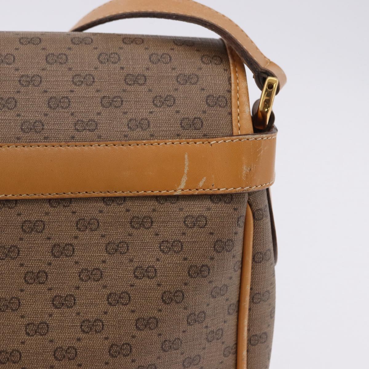 GUCCI Micro GG Shoulder Bag PVC Leather Beige Gold Tone 001 116 0925 Auth ka6232