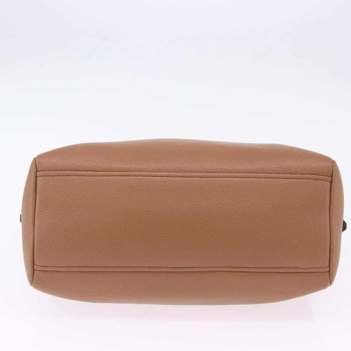 PRADA Hand Bag Leather 2way Beige Gold Tone Auth ka6236M