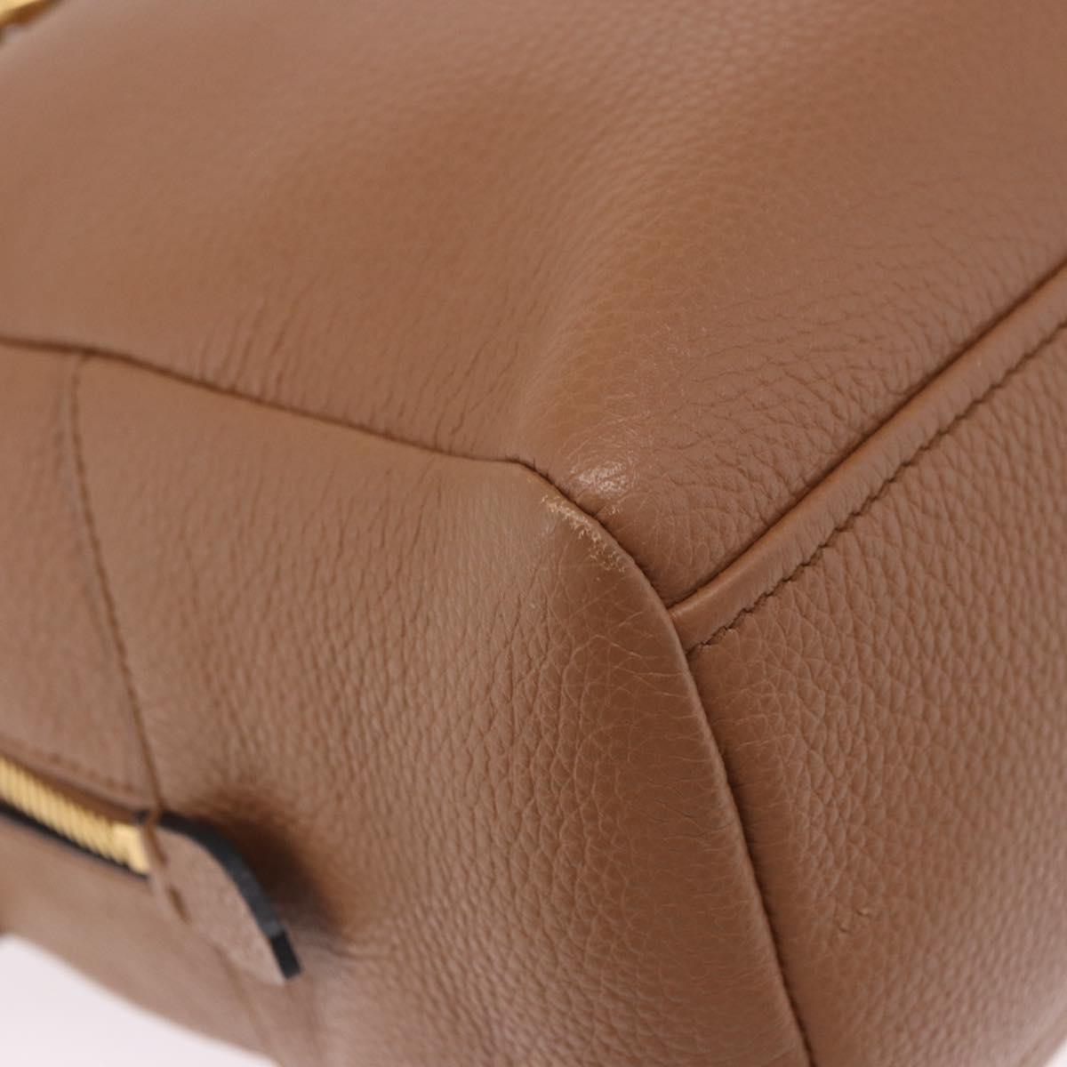 PRADA Hand Bag Leather 2way Beige Gold Tone Auth ka6236M