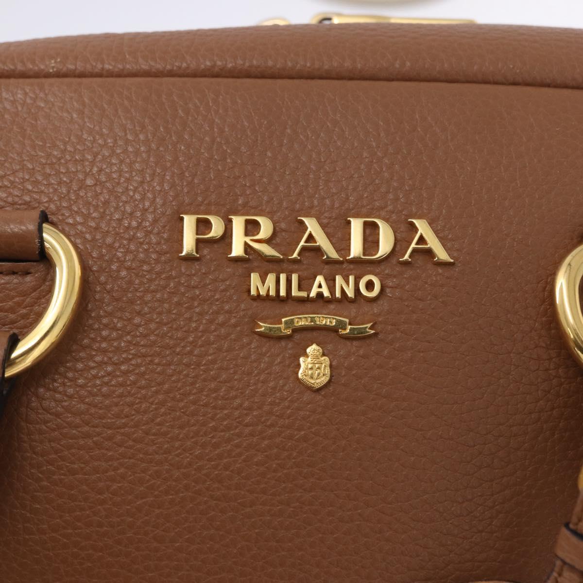 PRADA Hand Bag Leather 2way Beige Gold Tone Auth ka6236M