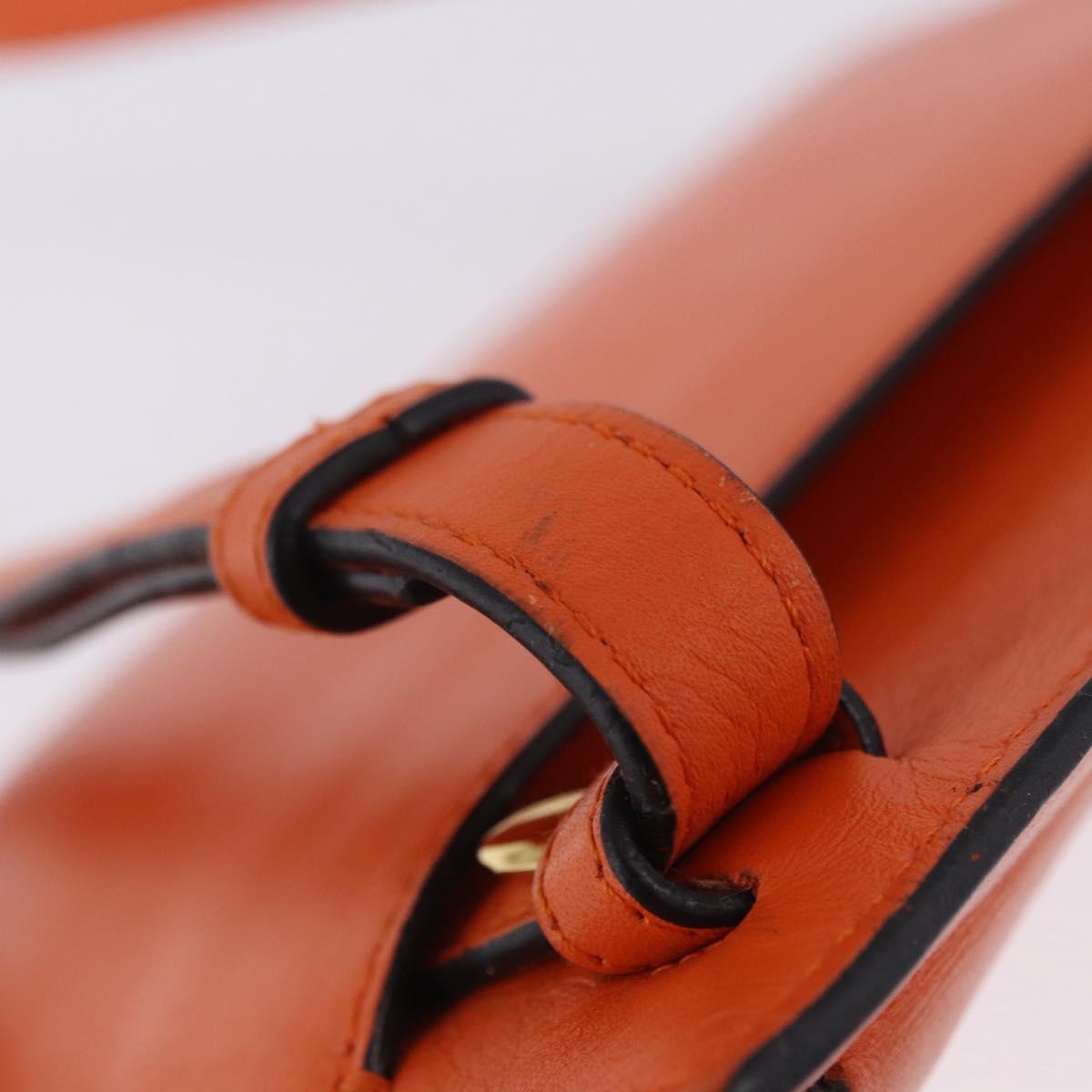 LOEWE Shoulder Bag Leather Orange Gold Tone Auth ka6237A