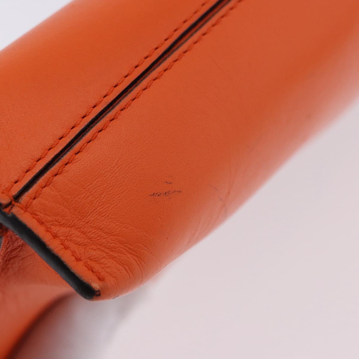 LOEWE Shoulder Bag Leather Orange Gold Tone Auth ka6237A