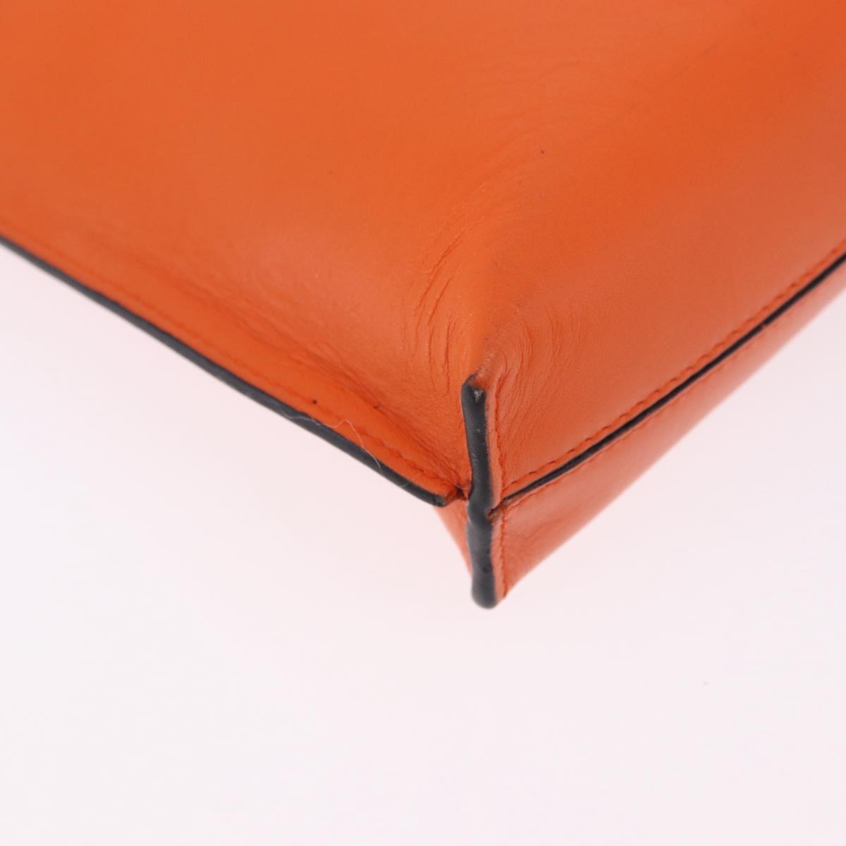 LOEWE Shoulder Bag Leather Orange Gold Tone Auth ka6237A