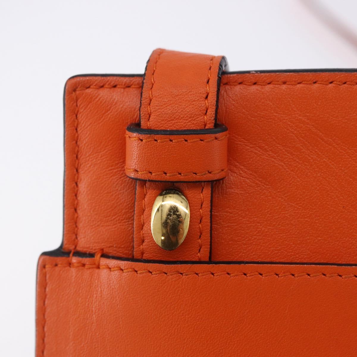 LOEWE Shoulder Bag Leather Orange Gold Tone Auth ka6237A