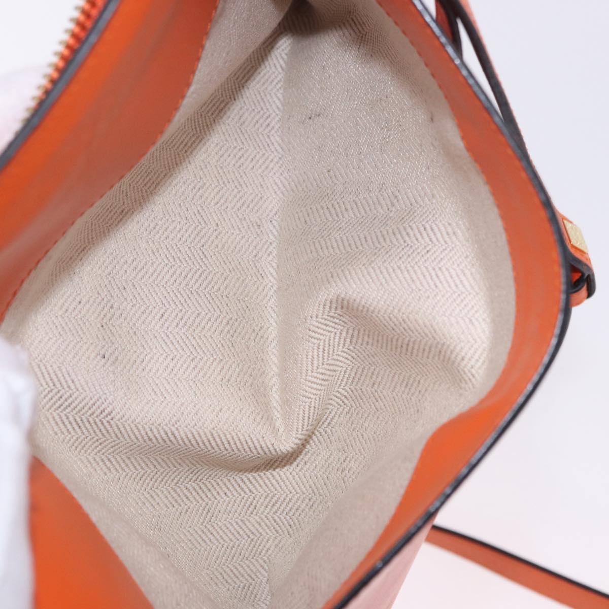 LOEWE Shoulder Bag Leather Orange Gold Tone Auth ka6237A