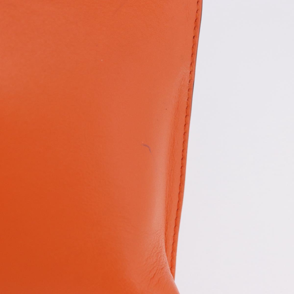 LOEWE Shoulder Bag Leather Orange Gold Tone Auth ka6237A