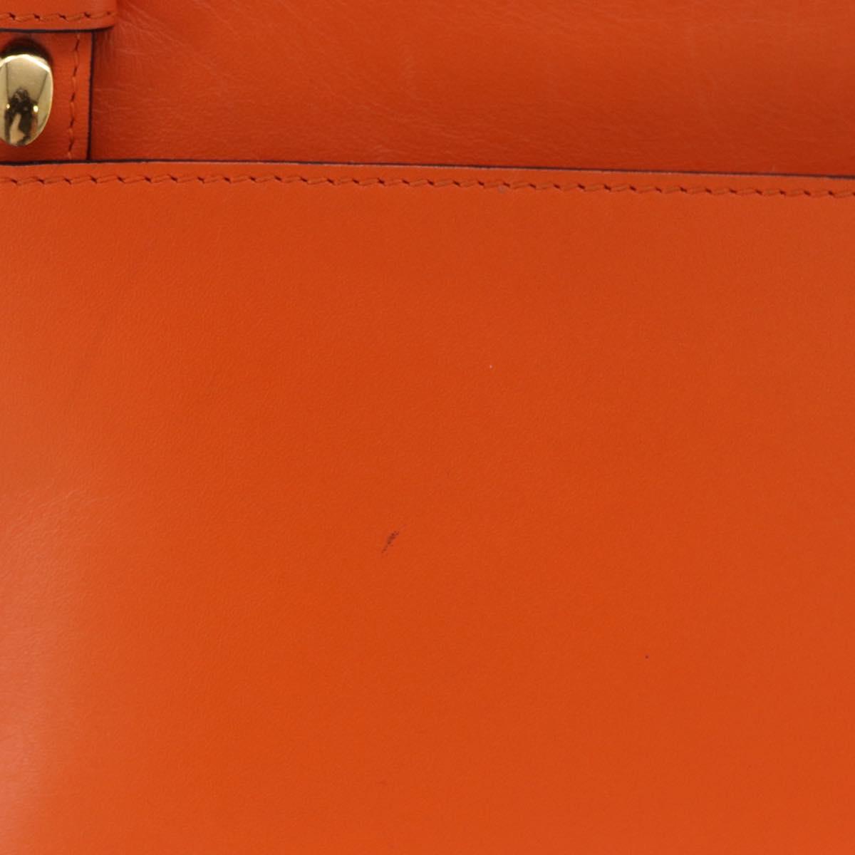 LOEWE Shoulder Bag Leather Orange Gold Tone Auth ka6237A