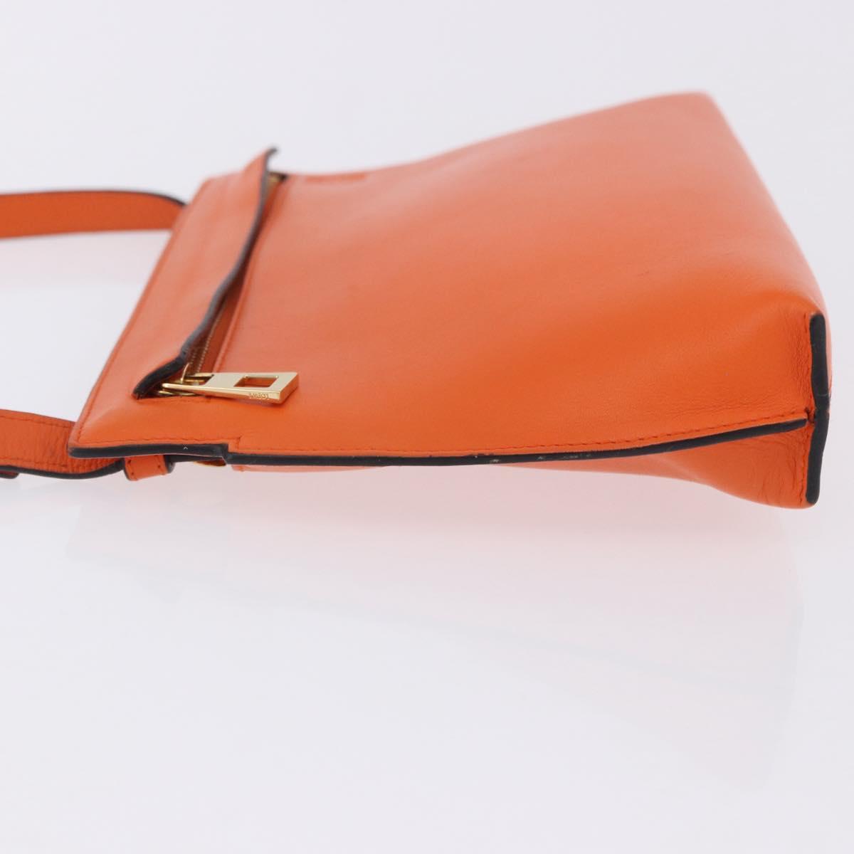 LOEWE Shoulder Bag Leather Orange Gold Tone Auth ka6237A