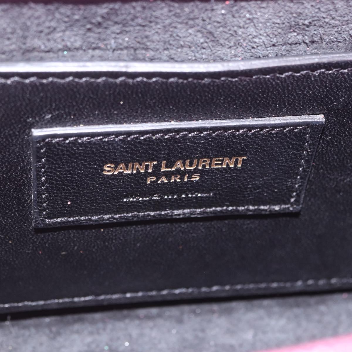 SAINT LAURENT Chain Shoulder Bag Leather Pink Gold Tone Auth ka6239M