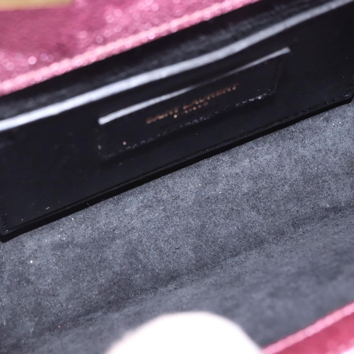 SAINT LAURENT Chain Shoulder Bag Leather Pink Gold Tone Auth ka6239M