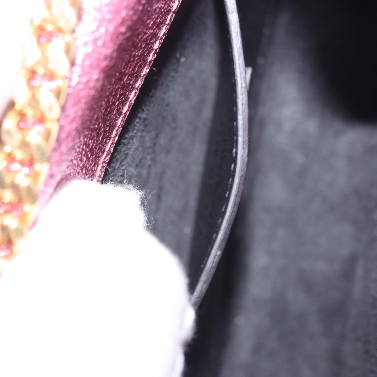 SAINT LAURENT Chain Shoulder Bag Leather Pink Gold Tone Auth ka6239M