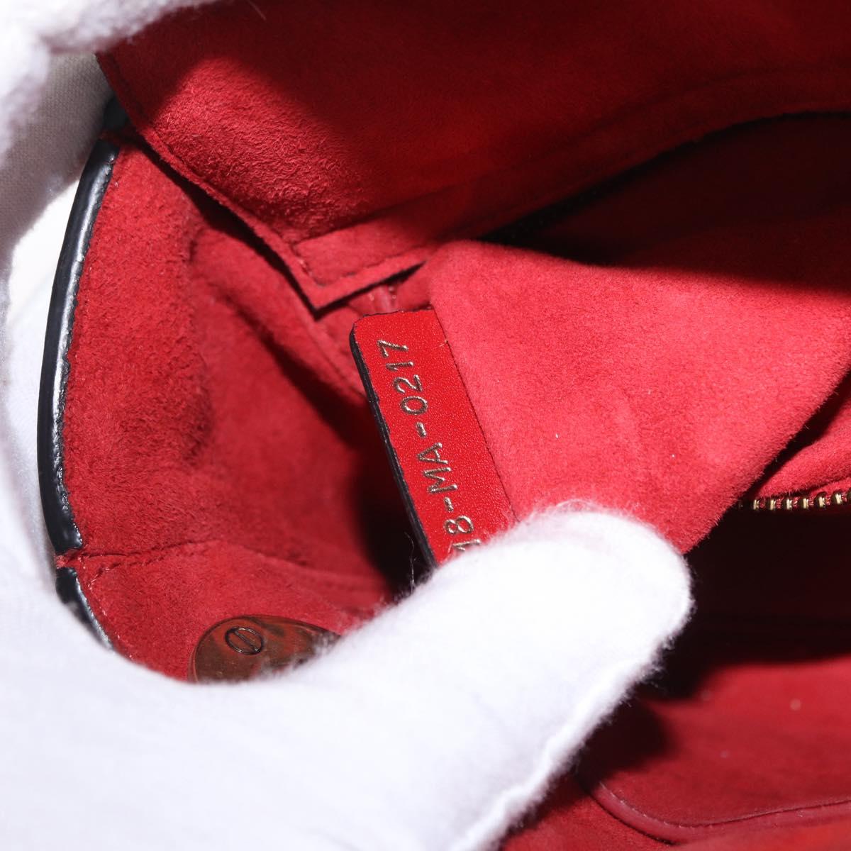Christian Dior Lady Dior Canage Hand Bag Lamb Skin 2way Red Gold Auth ka6240V