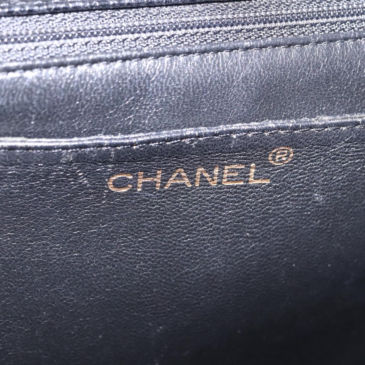 CHANEL Matelasse Hand Bag Caviar Skin Black Gold Tone CC Auth ka6241V