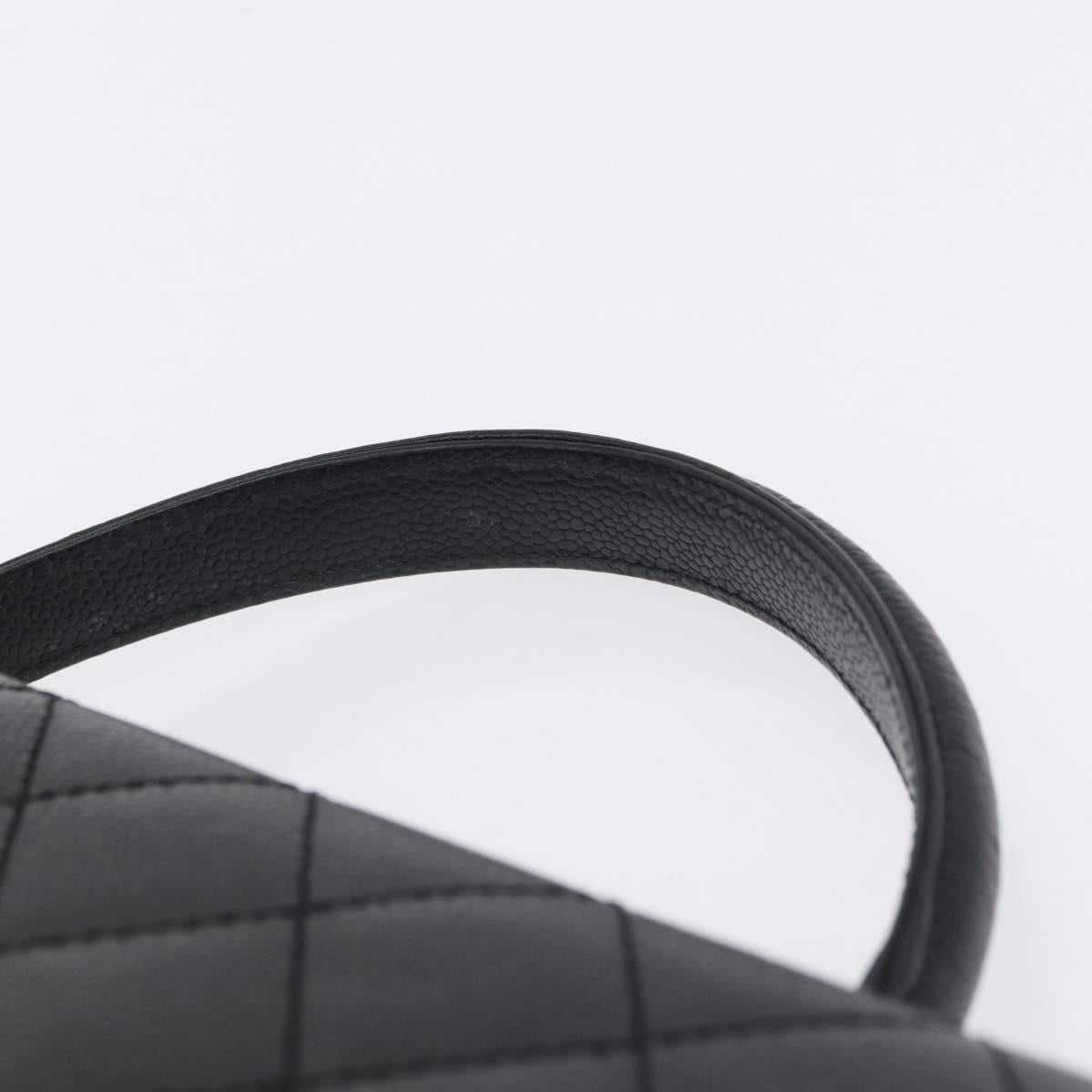 CHANEL Matelasse Hand Bag Caviar Skin Black Gold Tone CC Auth ka6241V