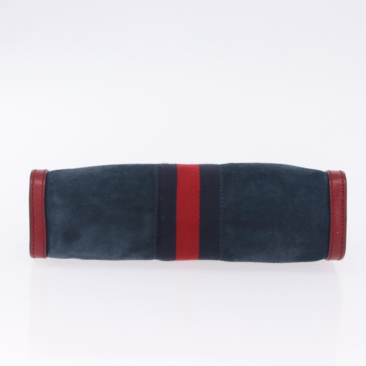 GUCCI Ophdia GG Chain Shoulder Bag Suede Navy 503877 Auth ka6243V