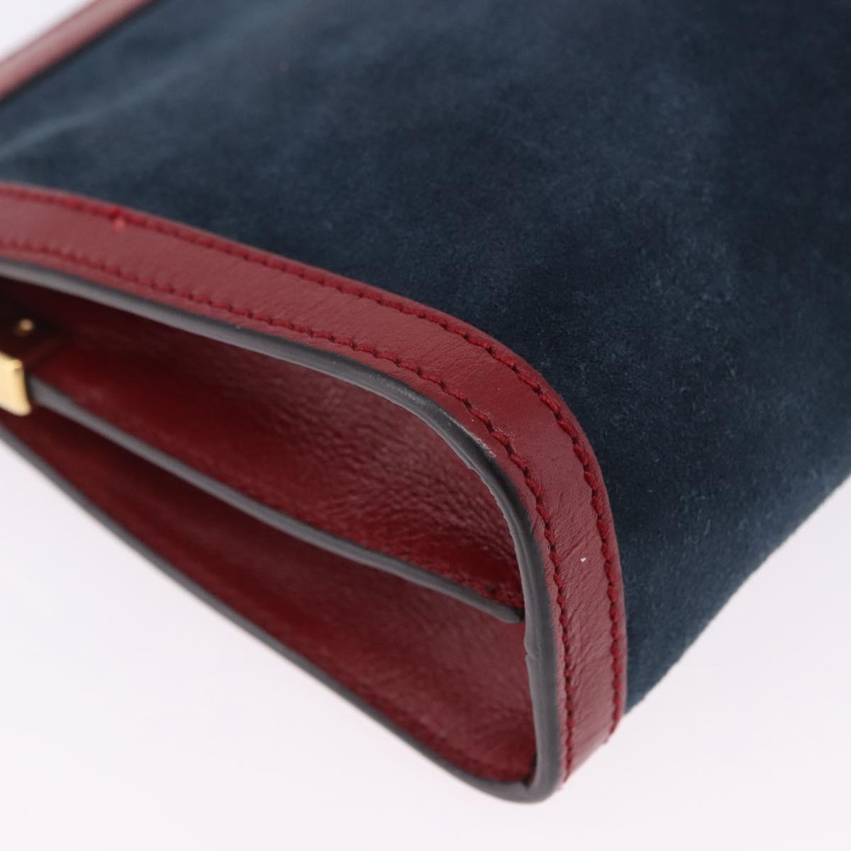 GUCCI Ophdia GG Chain Shoulder Bag Suede Navy 503877 Auth ka6243V