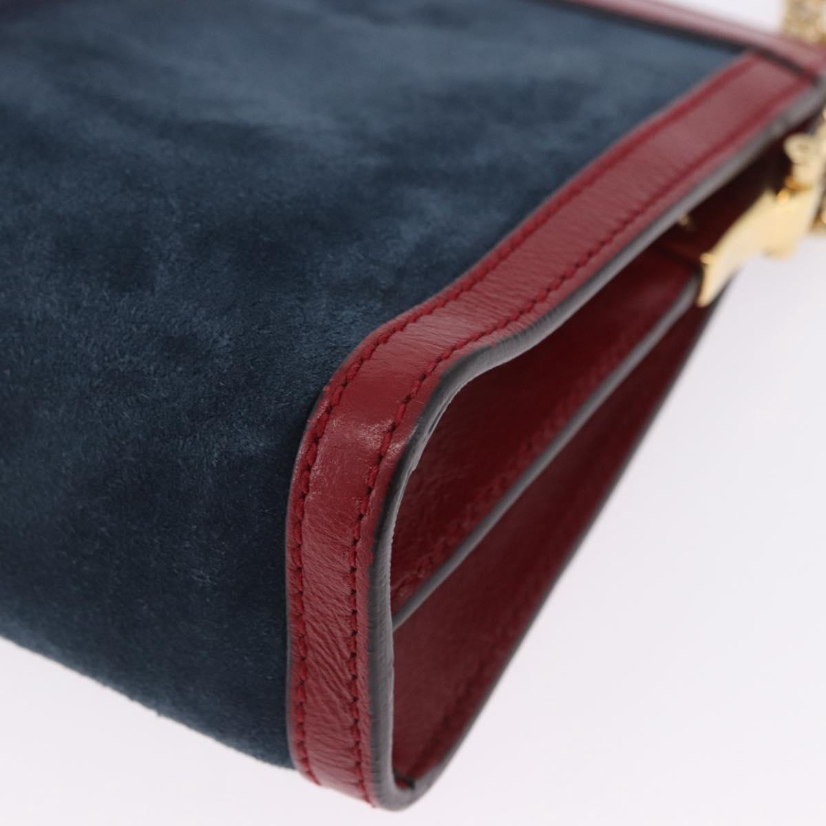 GUCCI Ophdia GG Chain Shoulder Bag Suede Navy 503877 Auth ka6243V