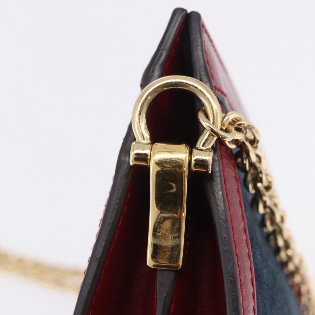 GUCCI Ophdia GG Chain Shoulder Bag Suede Navy 503877 Auth ka6243V