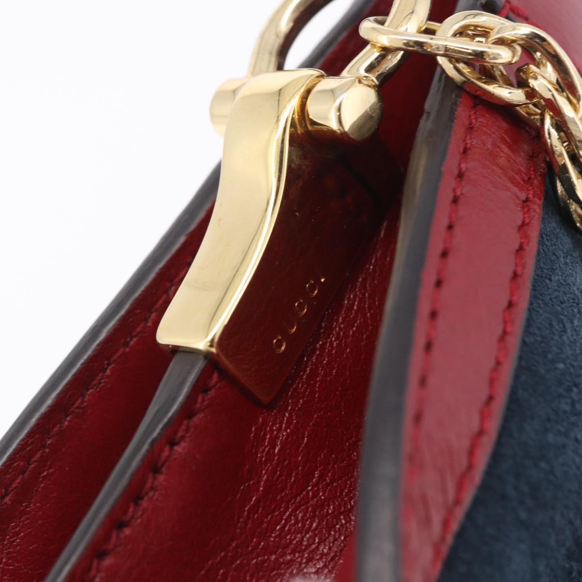 GUCCI Ophdia GG Chain Shoulder Bag Suede Navy 503877 Auth ka6243V